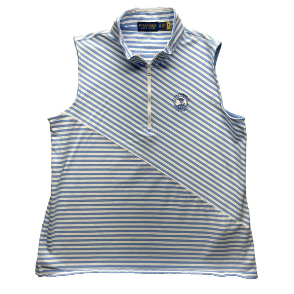 Polo Golf Ralph Lauren 1/4 Zip Tank Top Womens XL Blue Striped Paducah, Ky CC - Picture 1 of 10
